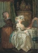Dame elegante a sa table de toilette avec une servante Attributed to henry pether